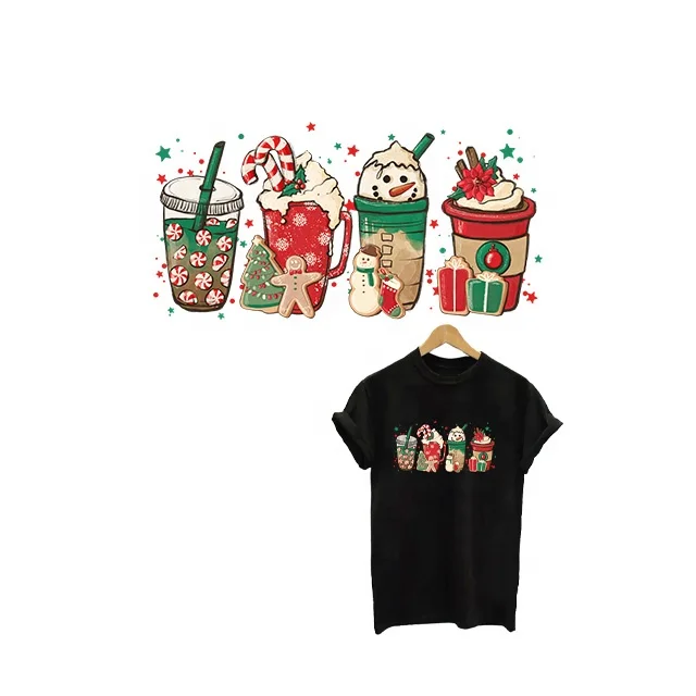 New design Dtf Transfer Christmas Vinyl Heat Press Transfer Designs For T-shirt Iron Transfers For Clothing
