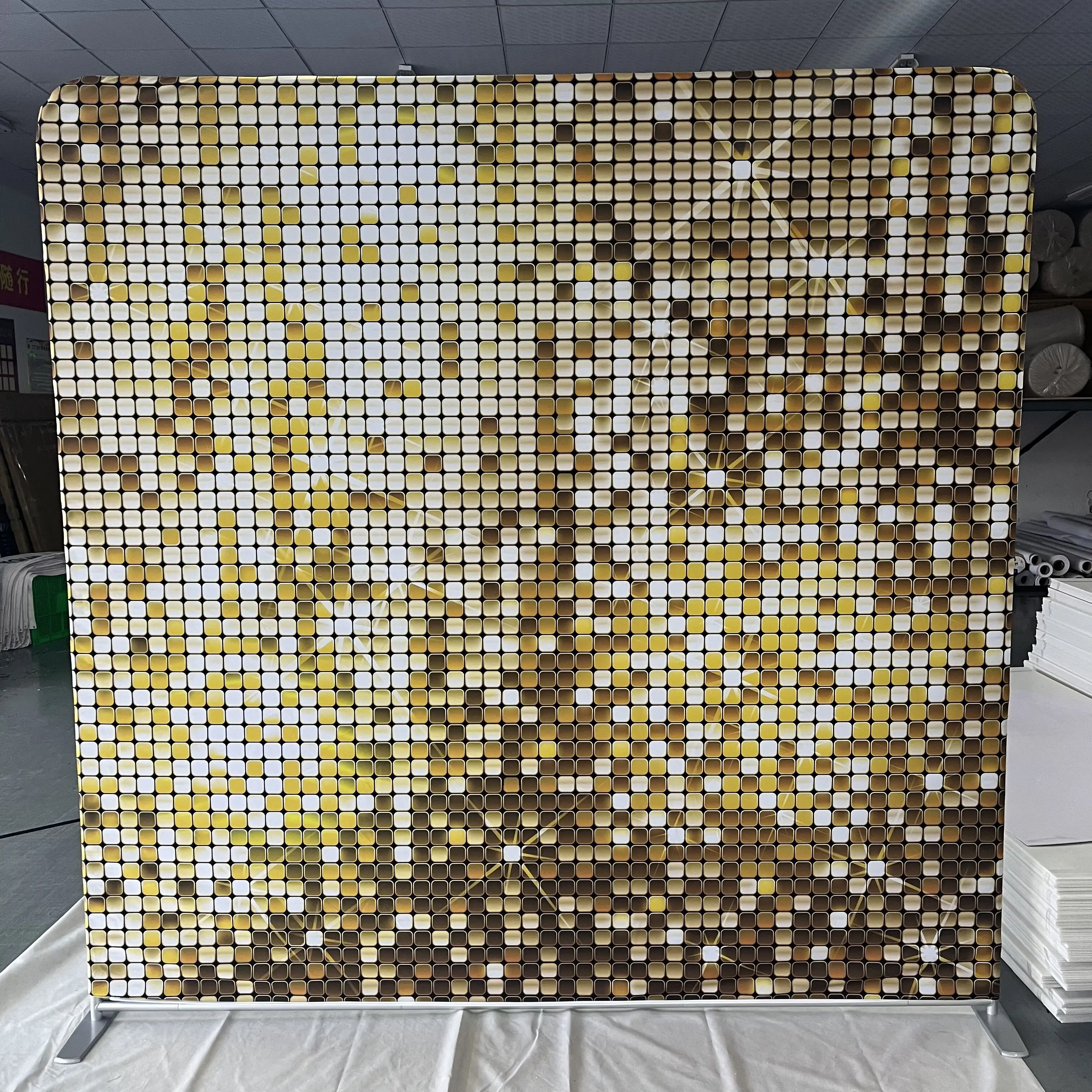 New Design Pillow Case Backdrop Double Sided Printing Banner Stand Tension Fabric Photo Display Stands for Photo Booth