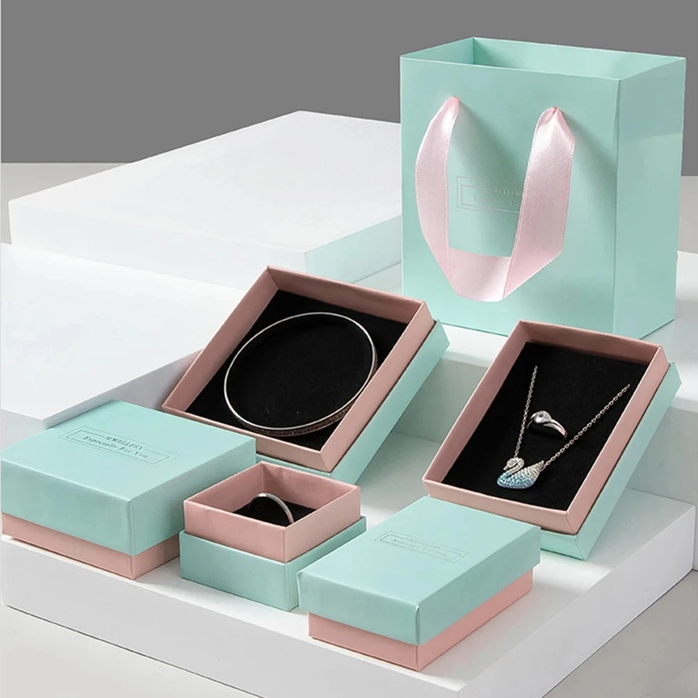 Wholesale jewelry paper box necklace tote paper bag earrings bracelet jewelry packaging box