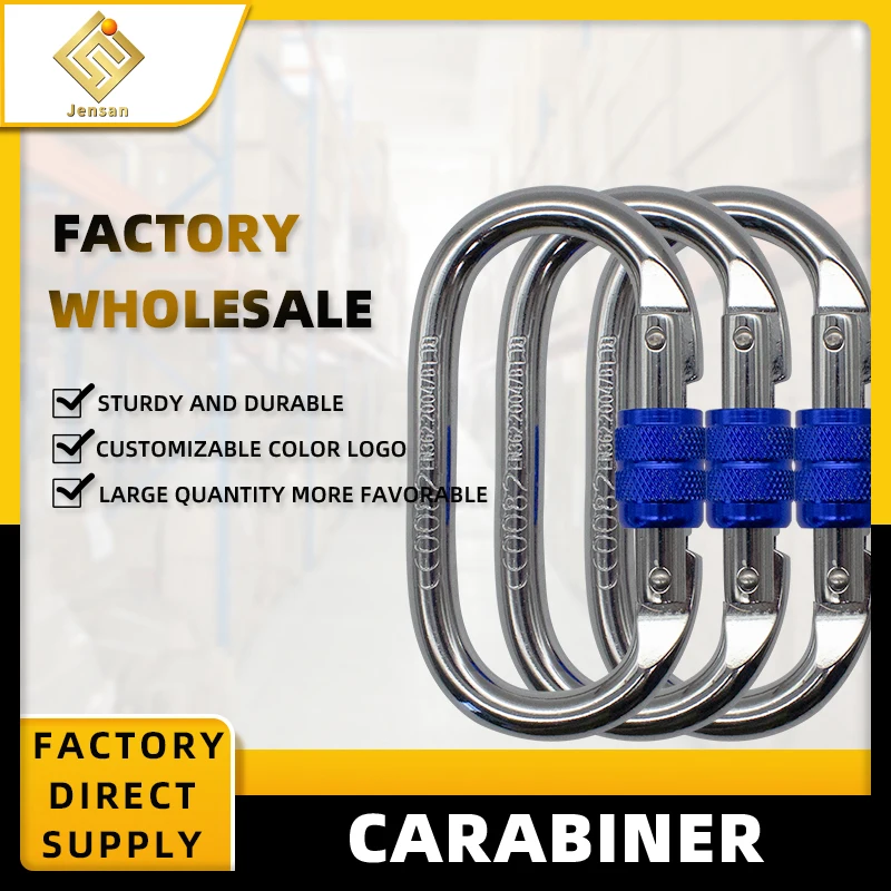 Jensan Custom Logo High Quality 25KN Oval Steel Carabiner Climbing Hook for Fall Protection Connection Ring Jinsong Carabiner