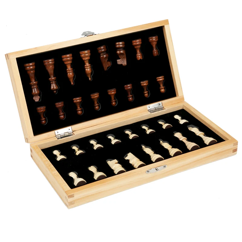 Wholesale Eco-Friendly Portable Wooden Magnet International Chess Game Boards Chess Pieces Sets