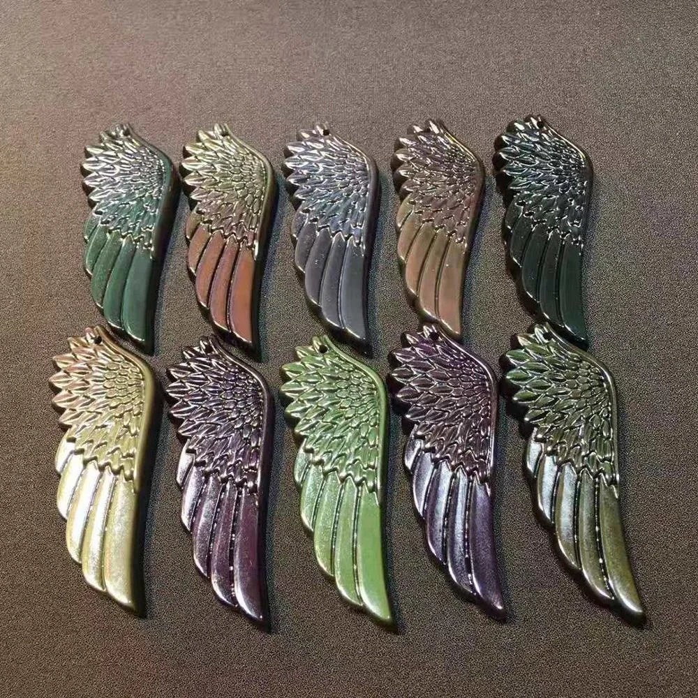 Wholesale natural carved crystal craft wings rainbow obsidian crystal angel wings