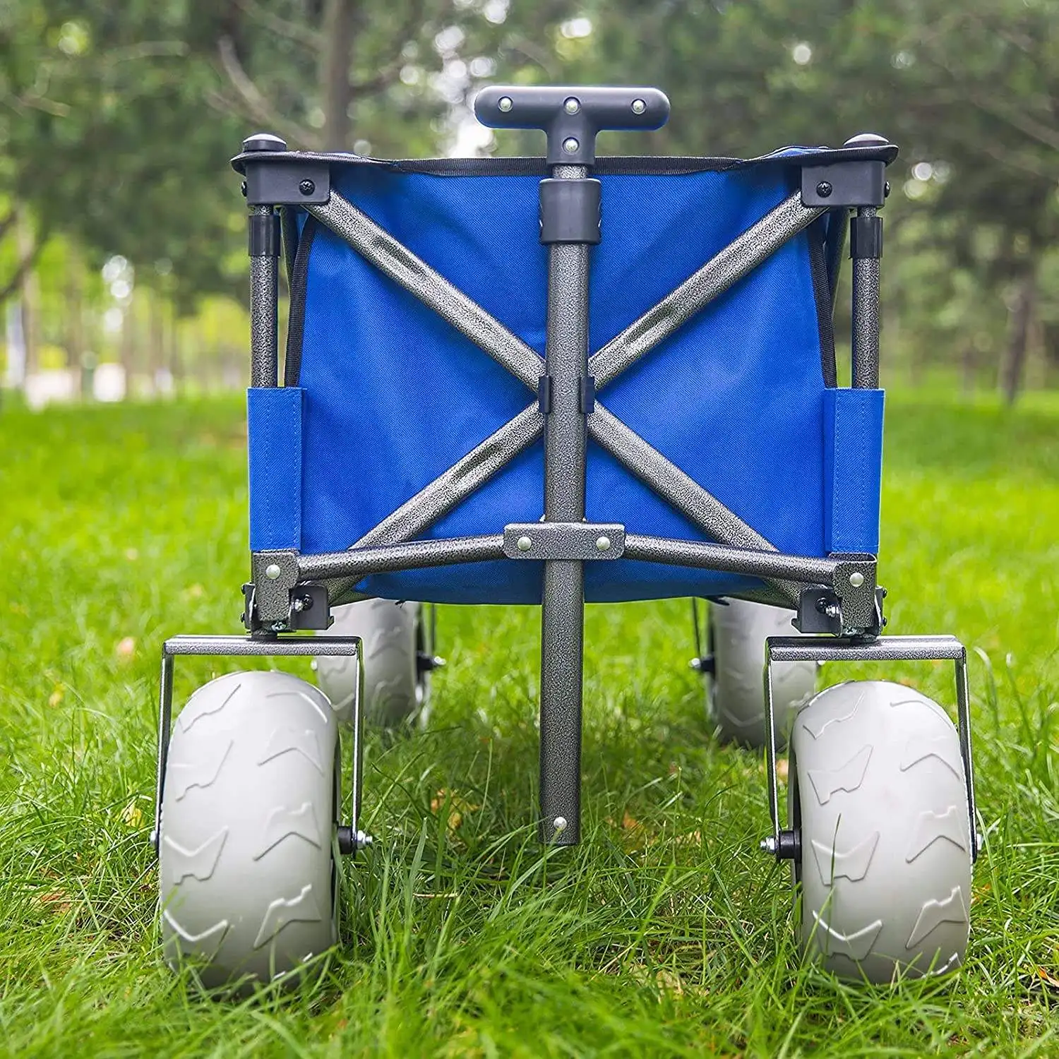 Folding Camping Wagon Garden Cart Shopping Trolley Collapsible Sturdy Steel Frame Garden/Beach Wagon/Cart