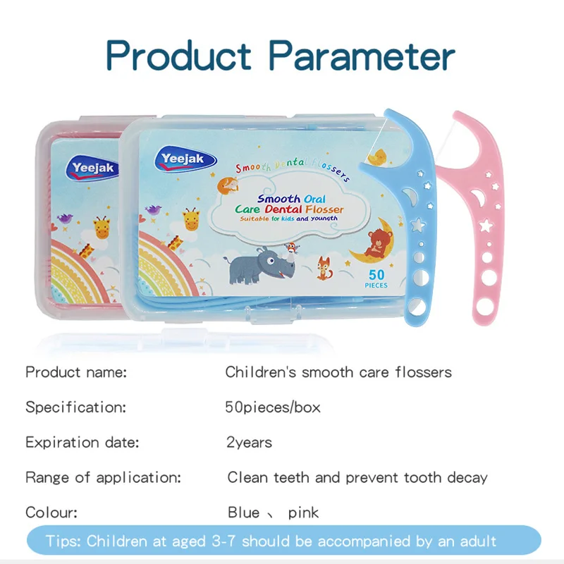 Factory Price kids dental floss pick teeth cleaner fun cartoon colorful refillable children dental flosser