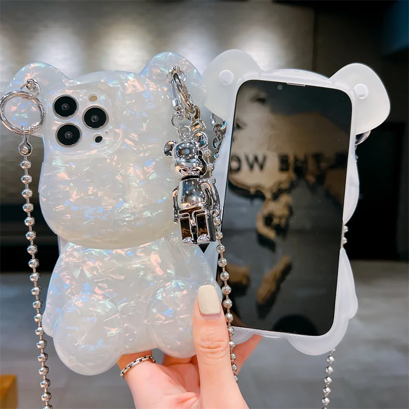 Luxury Design Electroplate 3d Bear Phone Case For iPhone 11 12 13 14 15 Pro Max Case Phone Cover For iPhone 15 Pro Max