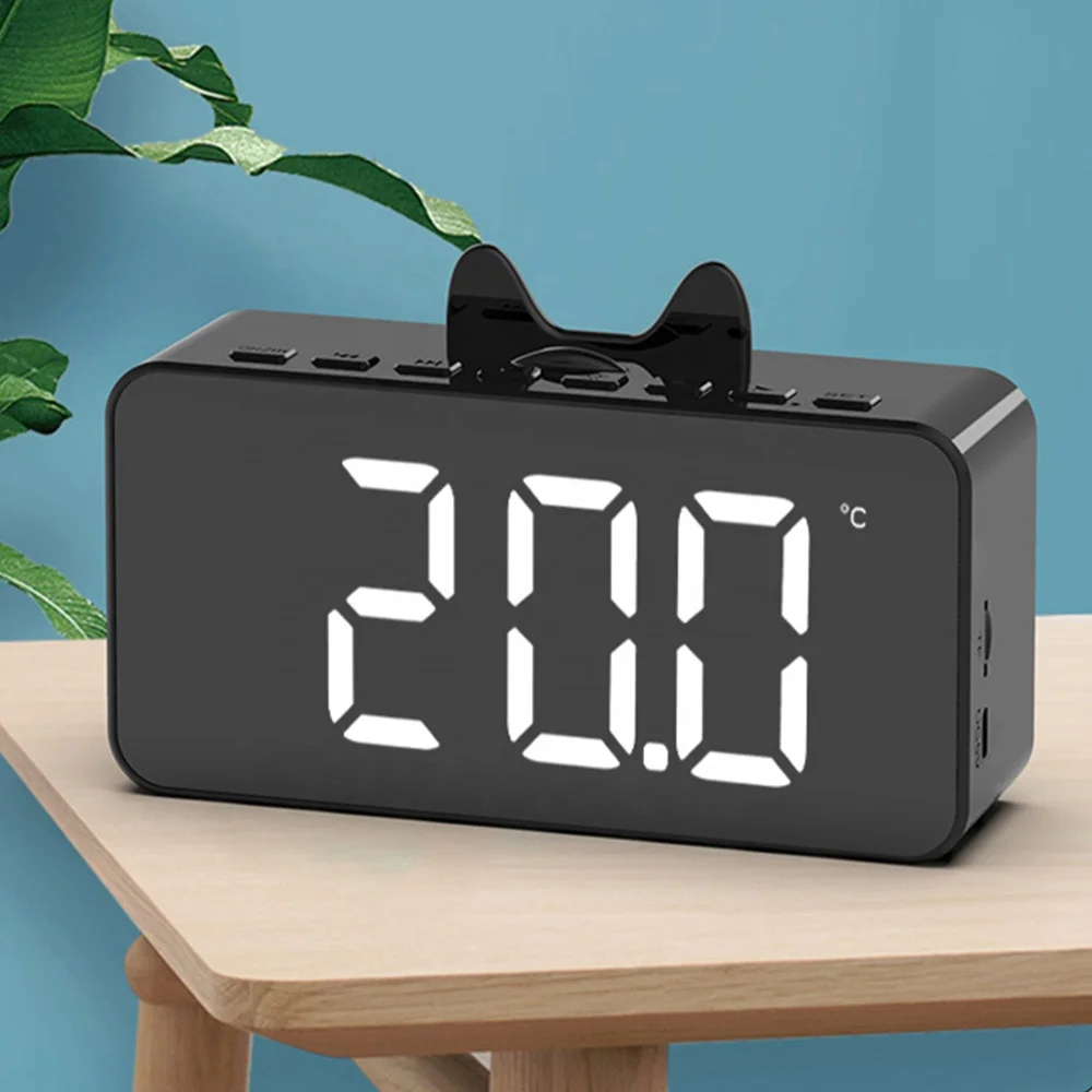 BT Speaker Alarm Clock Digital Display LED Wireless Sub woofer Music Player FM Radio Desk Table Clock relojes stereo TF card