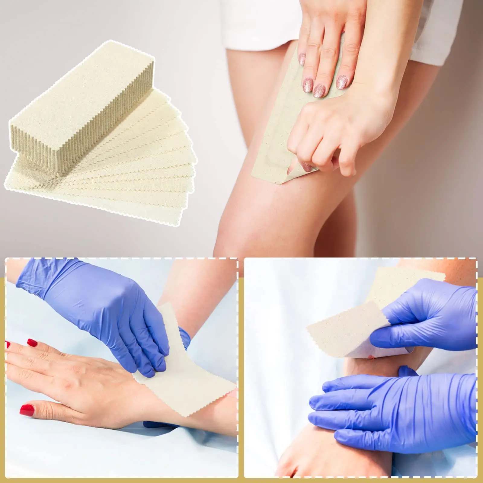 100pcs Natural Muslin Epilating Face Wax Strips Hair Removal Eyebrow Precut Waxing Strips Body Facial Cotton Wax Cloth Strip