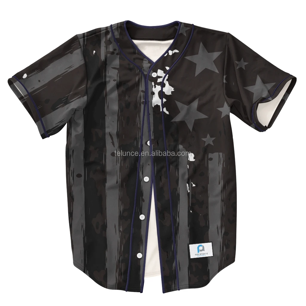 PURE Wholesale Sublimated Plus Size Quick Dry Black Vertical Stripe Custom Team Cubs USA  Mexico Jersey Baseball Jacket  for Men