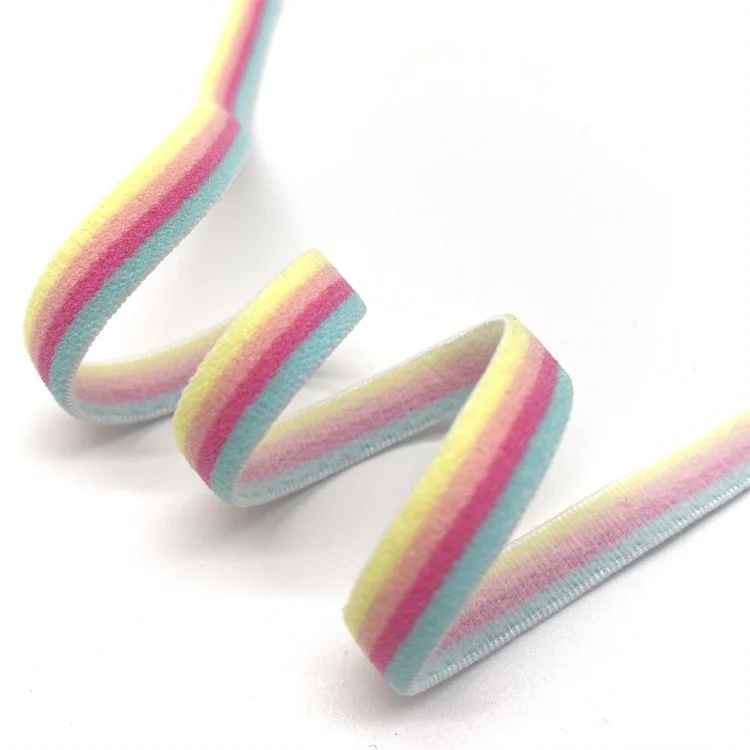 Factory direct high quality bra strap underwear elastic with rainbow color webbing