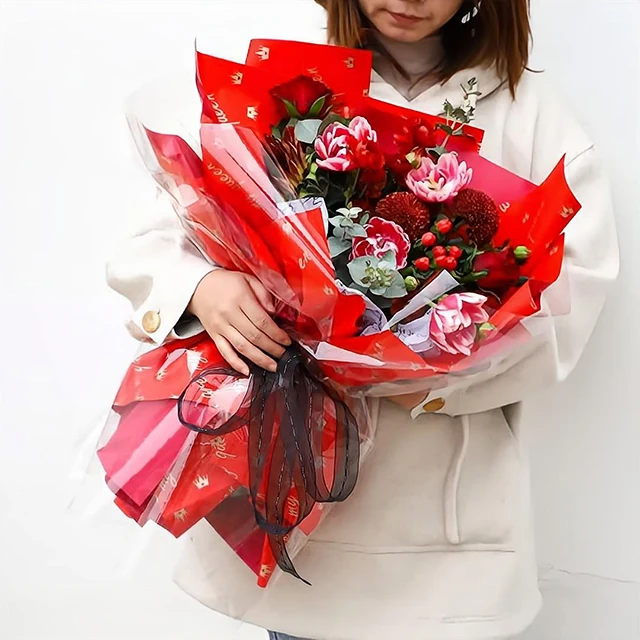 custom metallic floral tissue packing metallic luxury non woven waterproof flowers wrapping paper packaging for bouquets