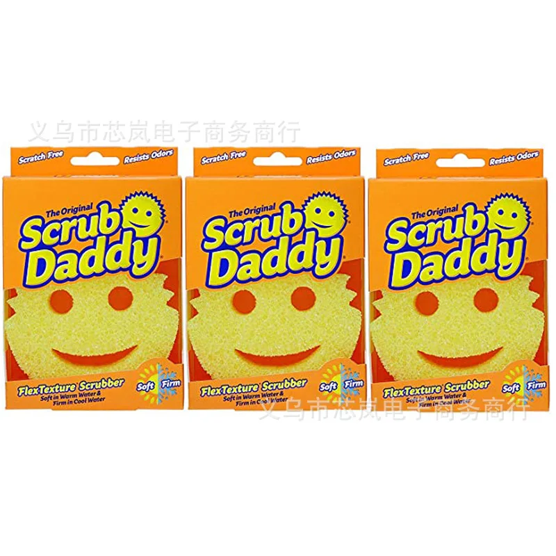 Reusable Sponges Daddy Scrub Soft in Warm Water Firm in Cold Deep Deep Cleaning Kitchen and Bathroom Multi-use  Dishwasher Safe