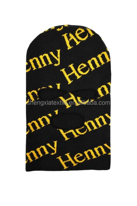 Custom logo knitted in balaclava winter three hole ski mask