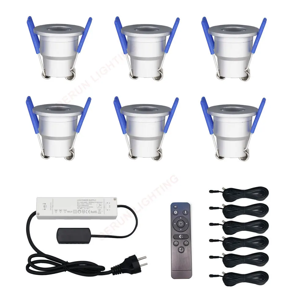 6PCS/SET remote control led mini set spot 3w 12v downlights