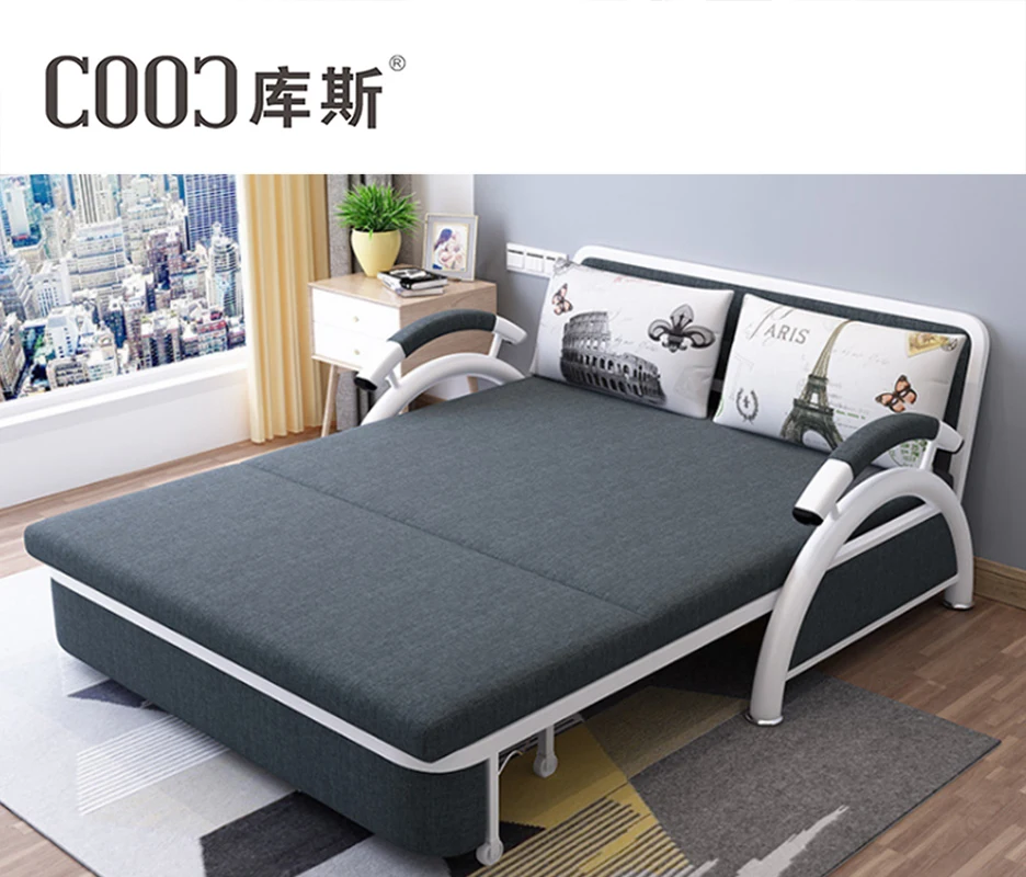 Modern  Sofas Cum Bed Small Living Room Furniture Fabric Foldable Beds Sofa Hotels Functional Metal Single Seat sofa bed