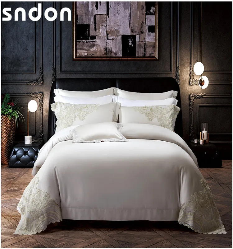 Luxury 100% Silk Satin Material Tencel Bed Sheet Bed Linen Online Duvet Cover Set Bedding Set