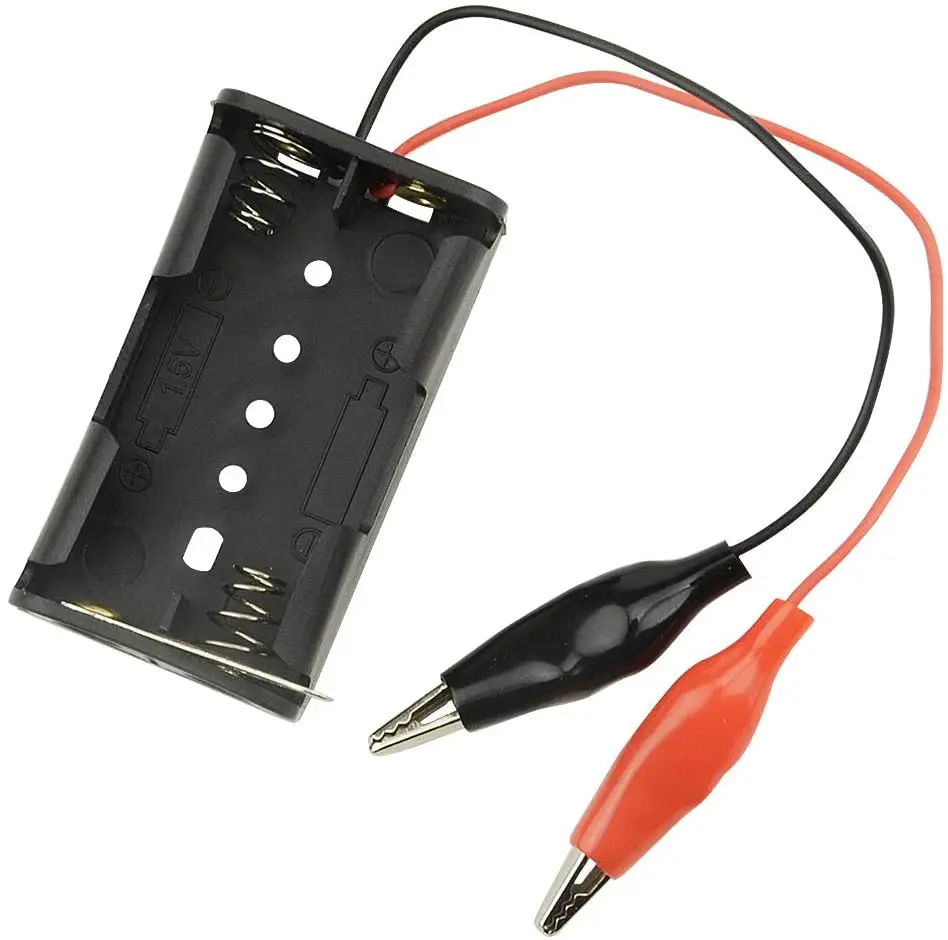 2 x AA Battery Holder Box with Alligator Clips without Cover12V 23A Spring