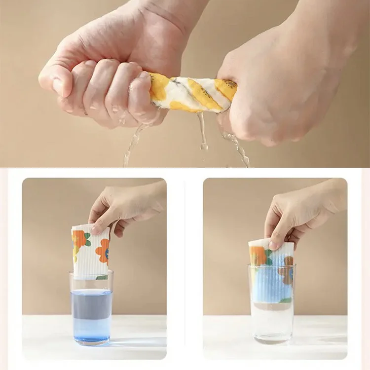 Wood pulp cotton Rags Innovative kitchen Hydrophilic dish cleaning cloth washing wipes Utensils For Kitchen