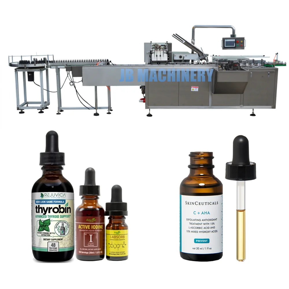 Стеклянная бутылка эфирного масла для упаковки в 60 мл 30 мл масло CBD, машина для упаковки бумажных коробок JB-WZ80