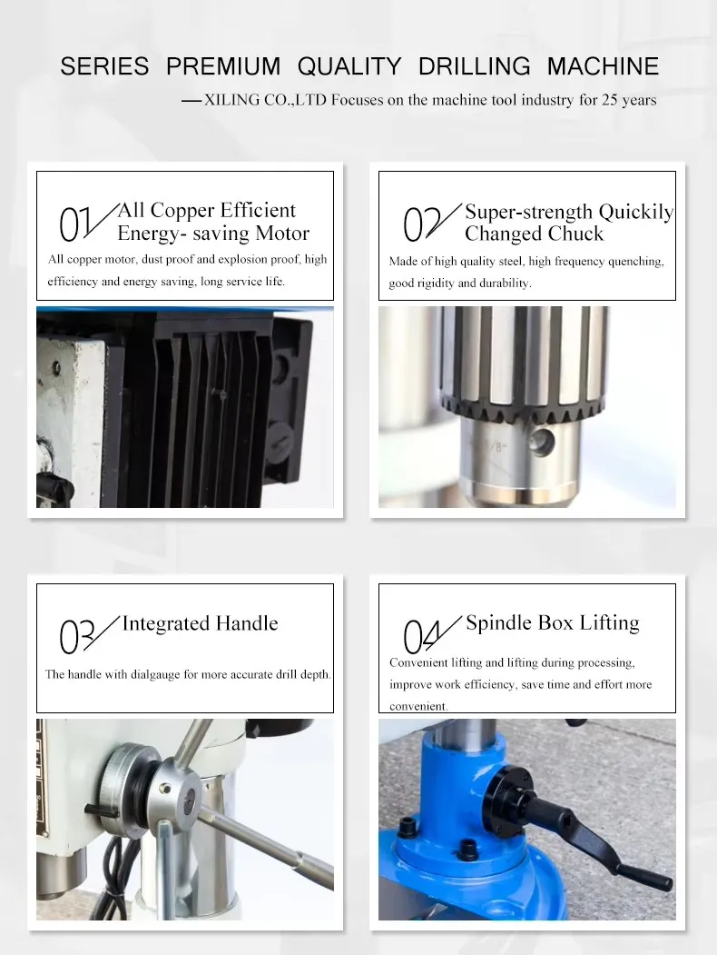 25mm  1100w Industrial powerful drilling machine spindle box lifting Bench Drilling
