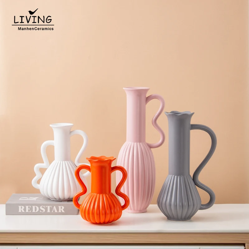 Creative Nordic Matt Handmade Ceramic Crafts Ornament Ceramic Decor Table Vase Home Accessories Decoration Pieces Flower Vase