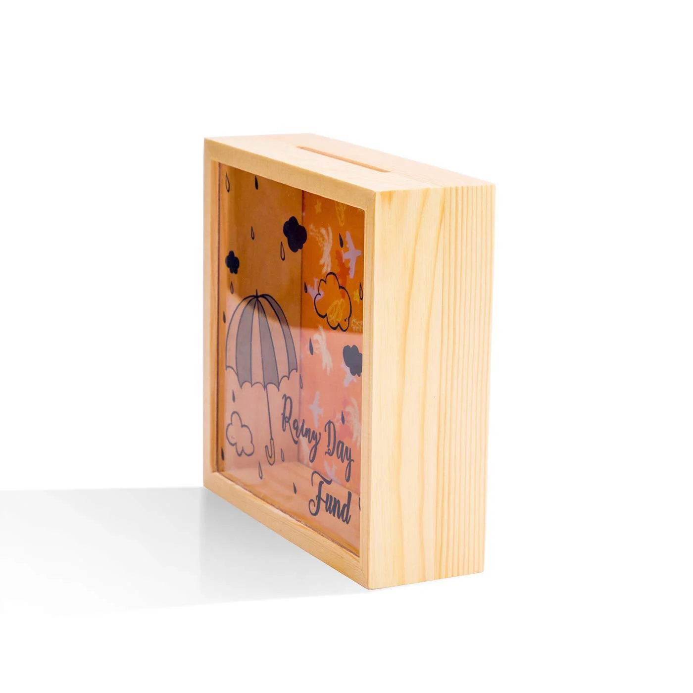 Custom wholesale simple acrylic Piggy bank adult Piggy bank natural wooden exquisite piggy bank money saving box