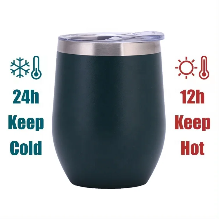 Custom Logo 12oz Egg Shape Double Wall Stainless Steel Vacuum Insulated Wine Tumblers Water Bottles