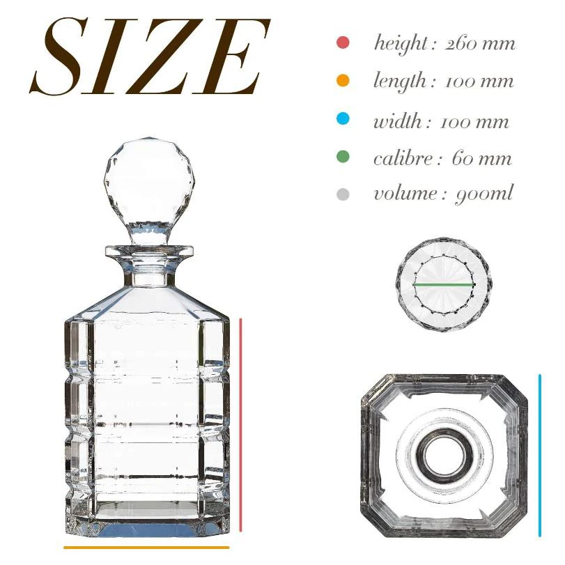 Wholesale Octagon 900ml Glass Wine Bottles Transparent Glass Wine Bottle With Ball Stopper