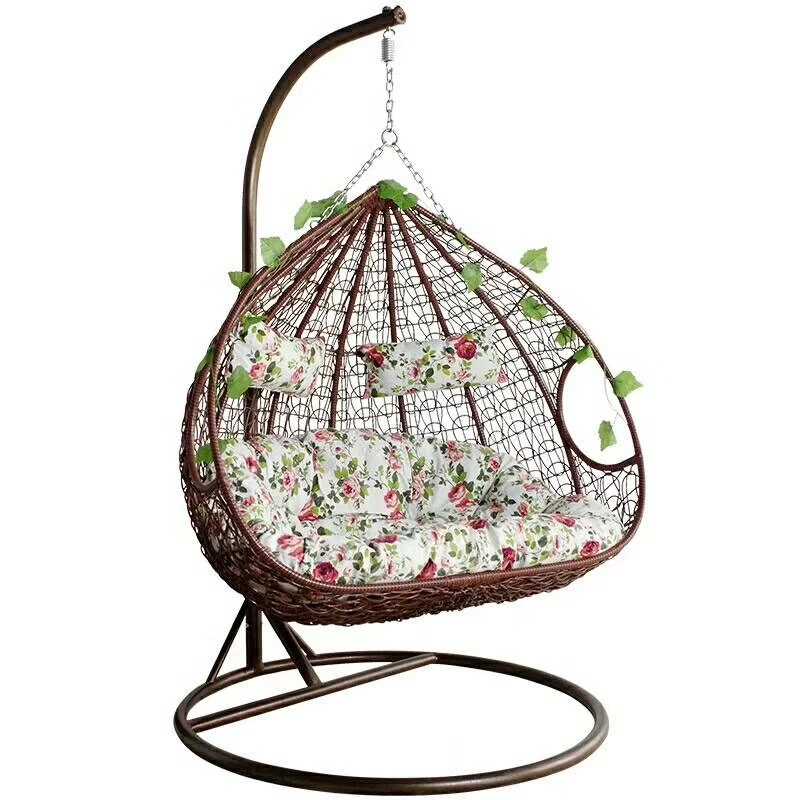 Indian style hanging chair for adults with double canopy folding outdoor swing bed patio swings