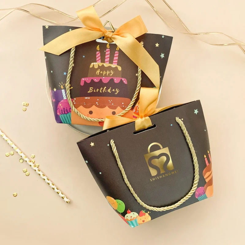 Cute small Cartoon themed Christmas decorations oil proof cake candy gift packaging paper bag for parties