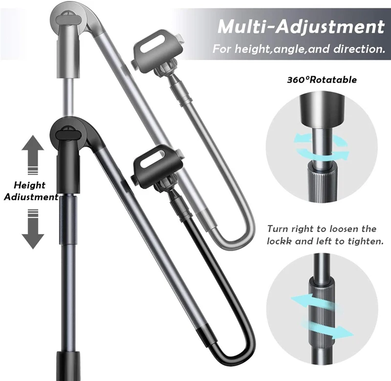 
Flexible Gooseneck Mobile Phone Holder Long Arm Clamp Mobile Phone Stand Cell Phone Holder Gooseneck Tablet Stand Holder for Bed 