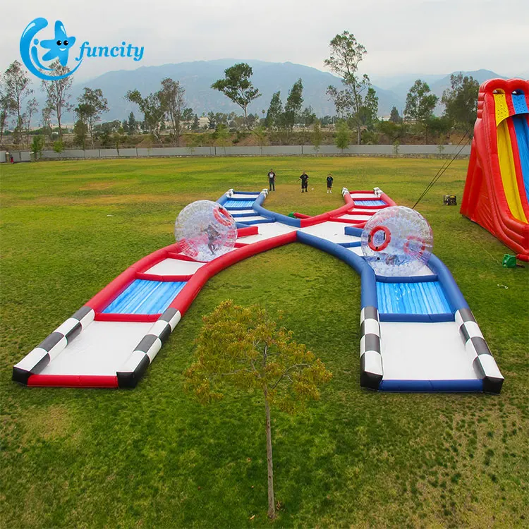 Manufacturer Human Hamster Ball Zorbing Track Cross Collision Course Zorbing Race Track Tunnel For Human Hamster Ball