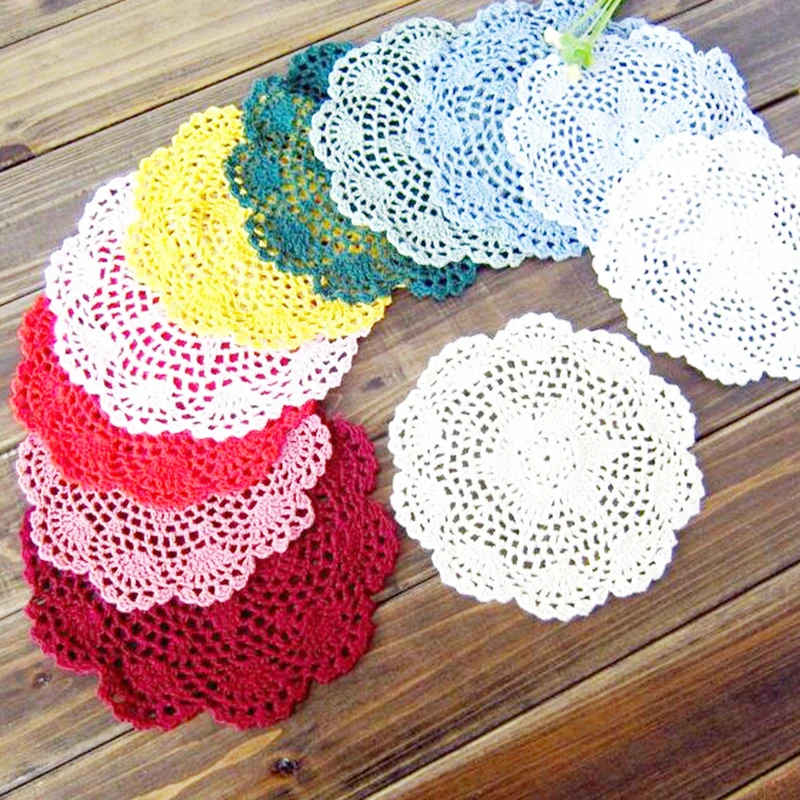 Small Crochet Cotton Lace Coasters Doilies White Round 4 inch Handmade Coaster
