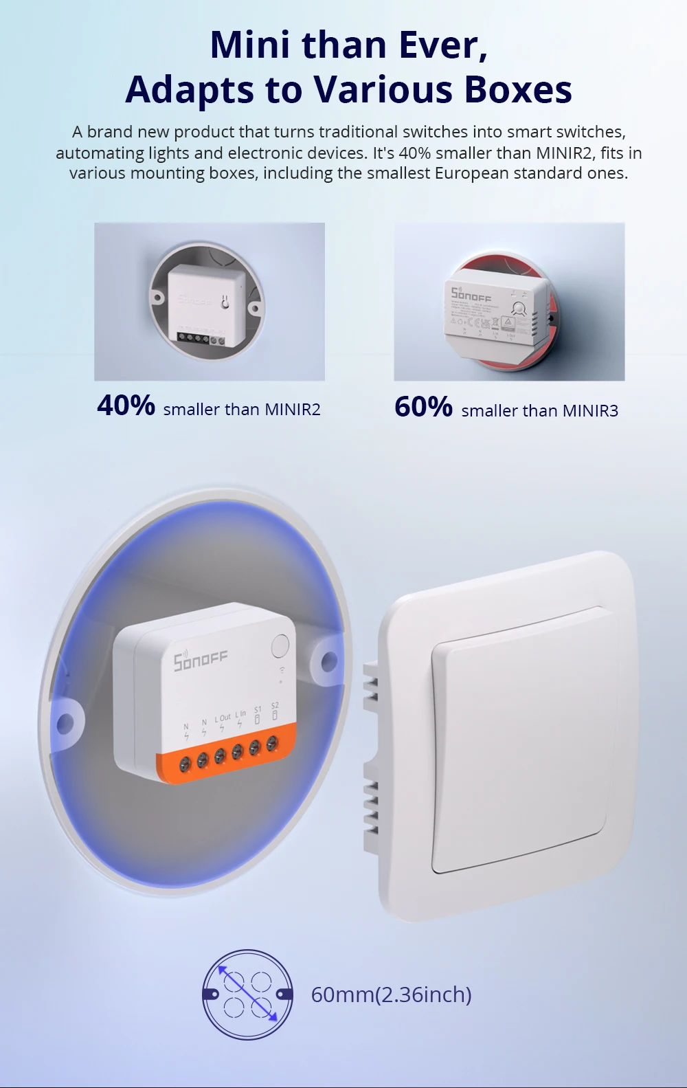 Sonoff interruptor inteligente mini r4 Exterme WiFi Smart Switch 2 Way Control Relay eWeLink Smart Home Automation Modul