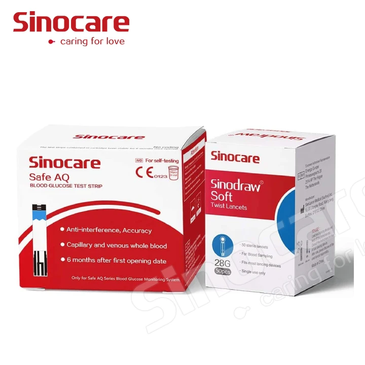 Sinocare Wholesale Diabetic Test Strips Suppliers Blood Sugar Test Strip Glucose 50 Pcs For Safe AQ Smart