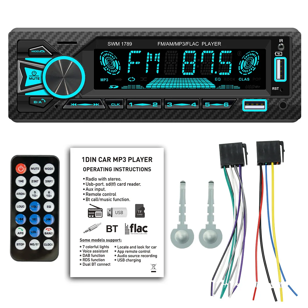 SWM 1789 Автомобильный MP3 стерео радио управление через приложение BT AUX вход TF USB 1 DIN головное устройство с функцией видоискателя автомобиля