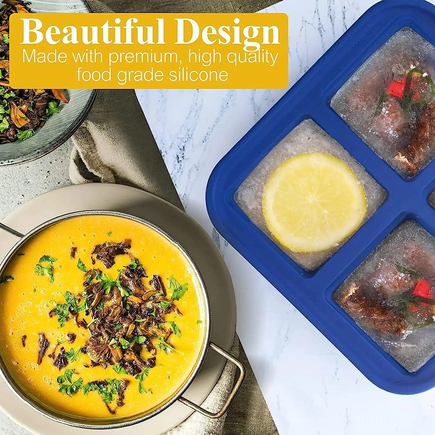 2024 Order directly new arrival oem reasonable price 4 pack plastic silicone soup ice cube freezer trays mold set with lid large