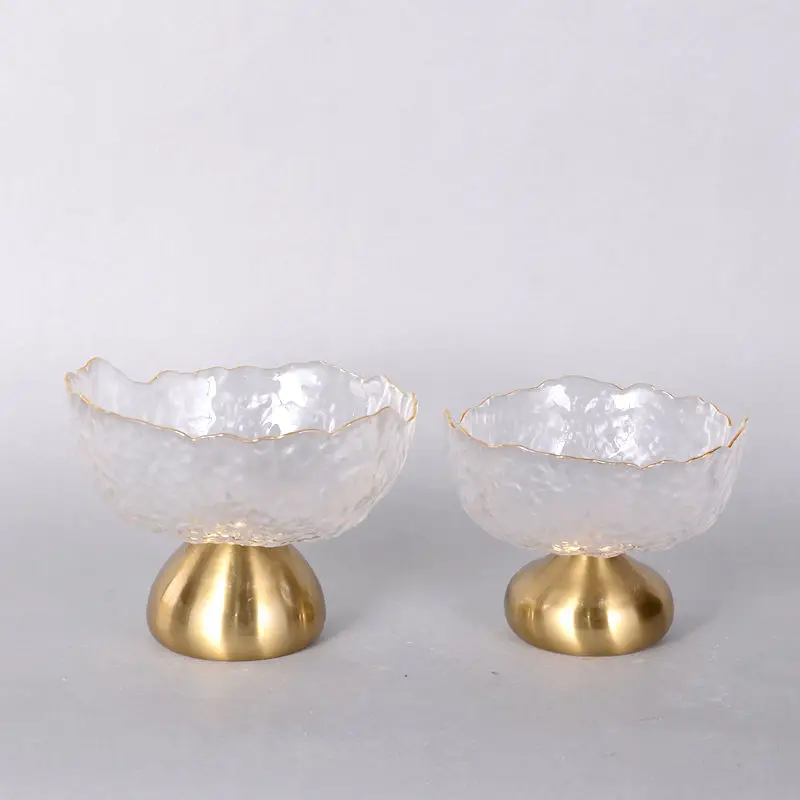 Metal Glass Serving Snack Fruit Bowls Luxury Decorative Decor Modern Glass Snack Bowl