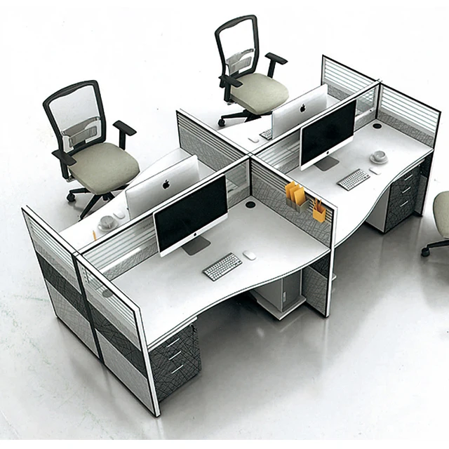 Wholesale Factory Sale Luxury Office Workstation Wire Hidden 4-People Capacity Aluminium Frame Call Center Partition Boss CEO