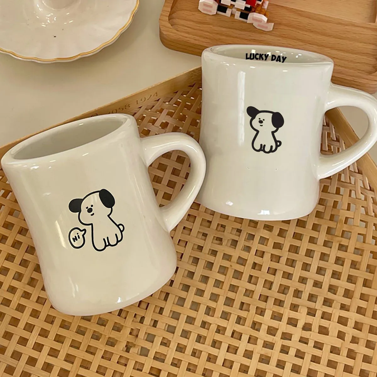 Wholesale Customized High Waist Mug Korean Retro Cartoon Ceramic Cup Printed Logo Event Gift Cup Coffee Cup