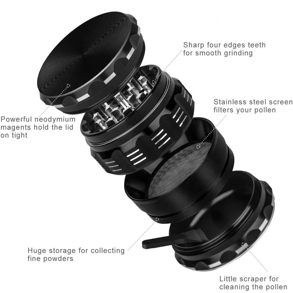 100mm 4part Aluminum Smoking Accessories Weed Herb Grinder For Tobacco