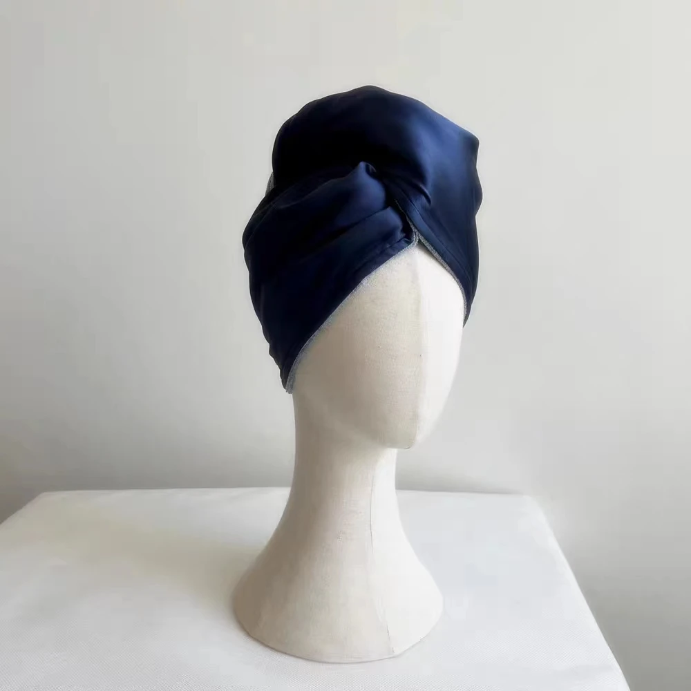 100% pure silk ultrafine fiber fast drying Hair Turban mulbbery silk towel Shower towel head bonnets