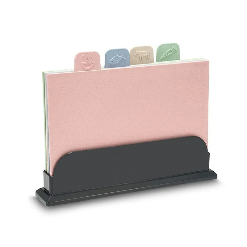 hot sell Set of 4 Cutting Boards with Storage Stand Thicker Chopping Board Set with Food Icon for Kitchen Different Food Types