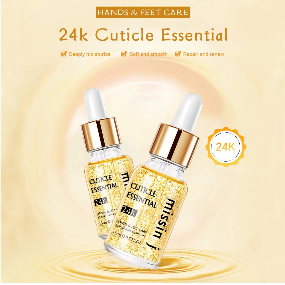 Private Label 24K Gold Foil Flakes Cuticle Revitalizer Nutrilon Oil Custom Logo Nail Growth Nails Essential Cuticle Oil With Box