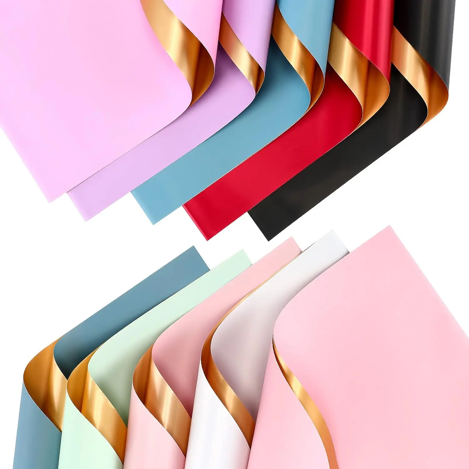 New Gold double sided Flower Wrapping paper Luxury two-tone gold paper Rose Bouquet Wrapping Paper Florist Packaging materials