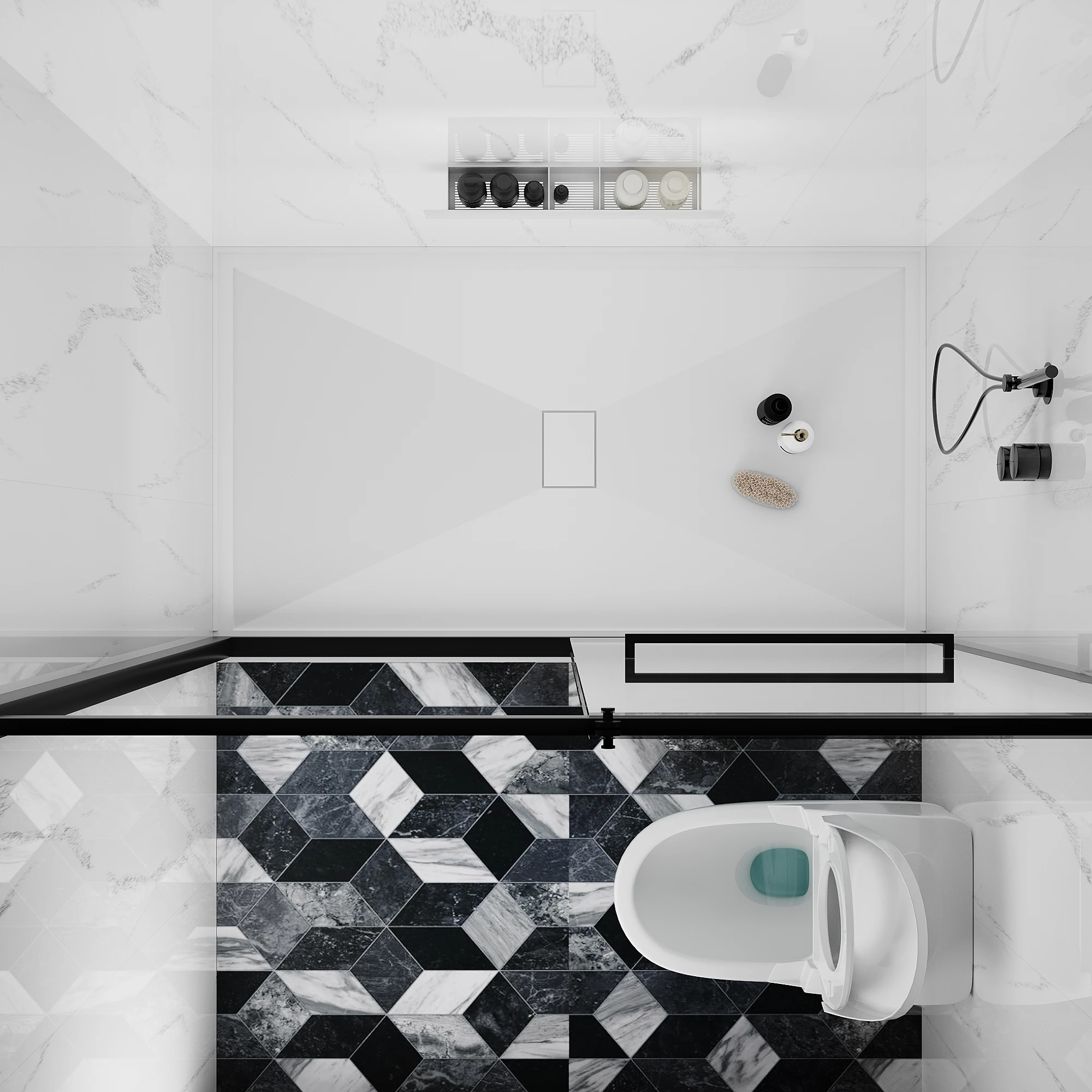 GM Custom Shower Tray Rectangular Shaped Stone Resin Black Shower Tray