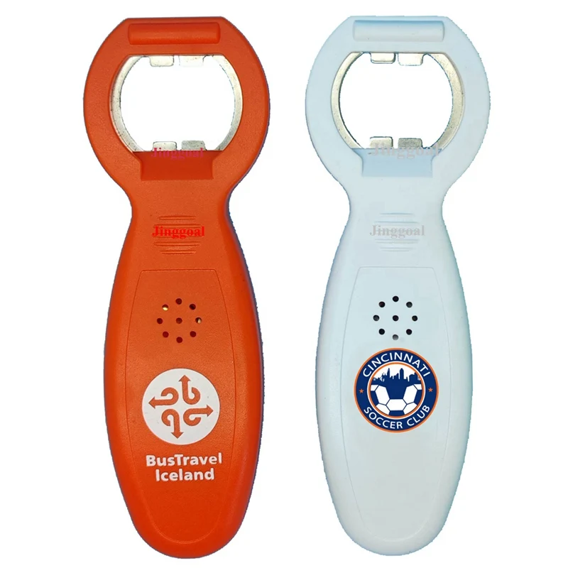 Promotional giveaway sound voice music talking beer bottle opener