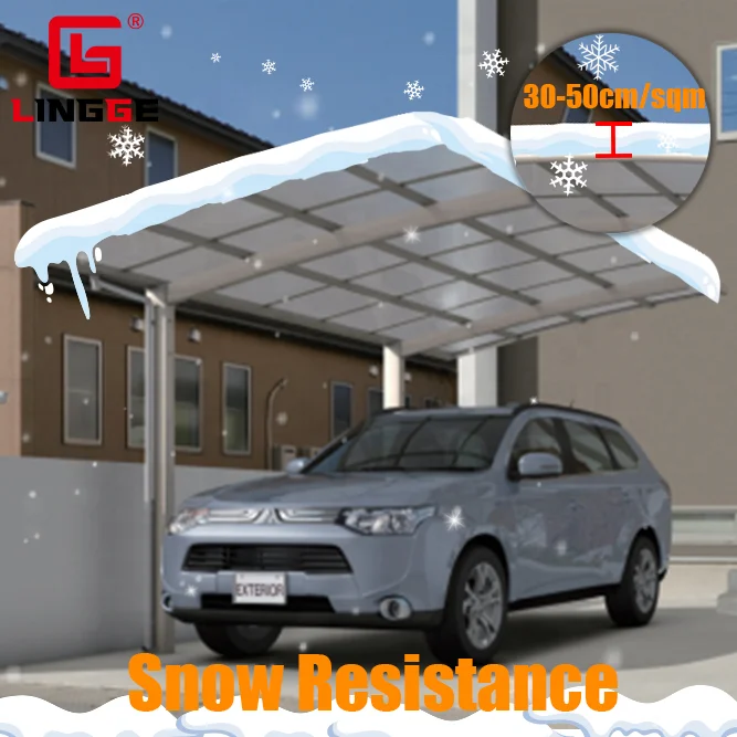 PC Sheet Carport Outdoor Weatherproof Aluminum Frame Custom Carport
