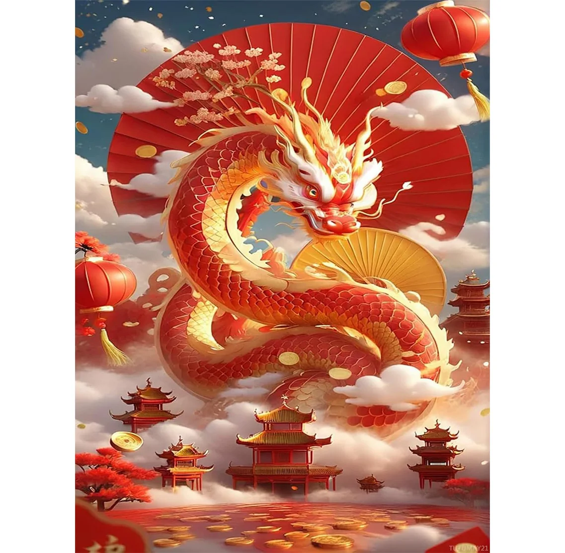 5d diy chinese dragon diamond art painting with diamonds gem art and crafts for home wall decor