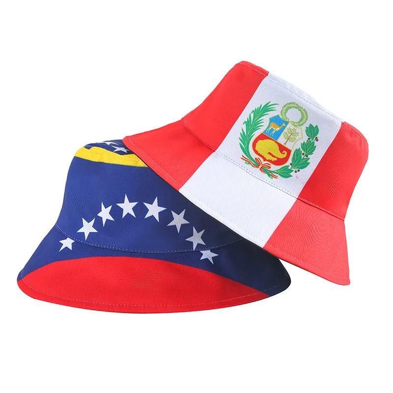 printing flag country football outdoor unisex reversible golf knitted custom bucket hat