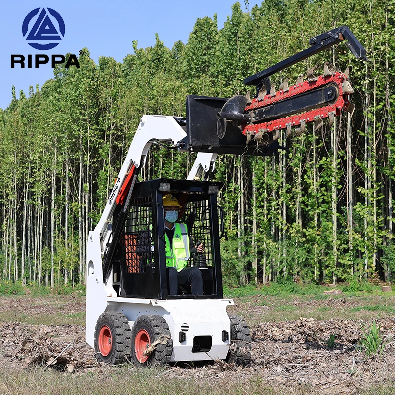 Factory Price Mini Skid Steer Track Loader 1300 Kg With Brush Cutter Attachment